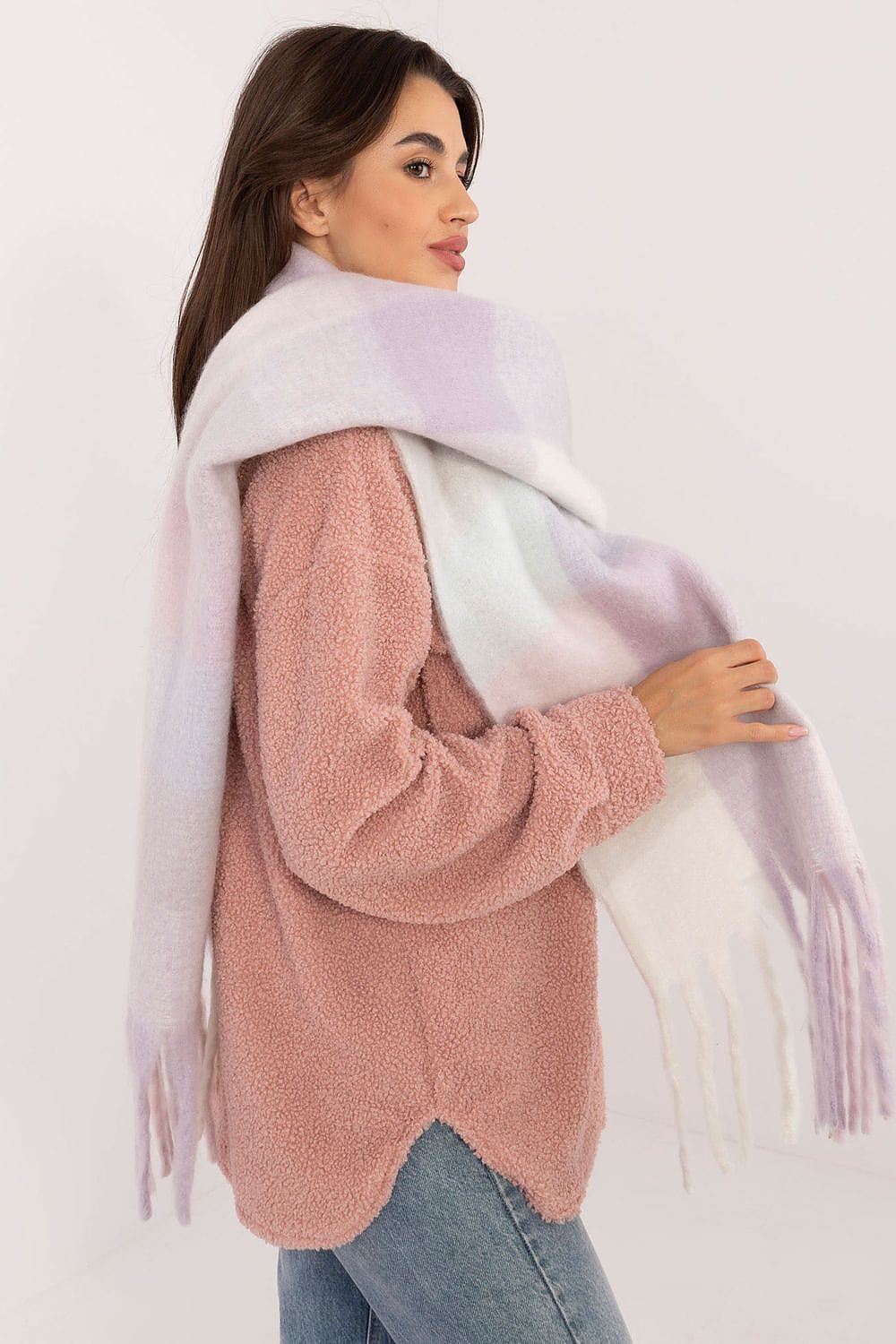 Women Check Pattern Scarf 217cm - ShalayeFashion