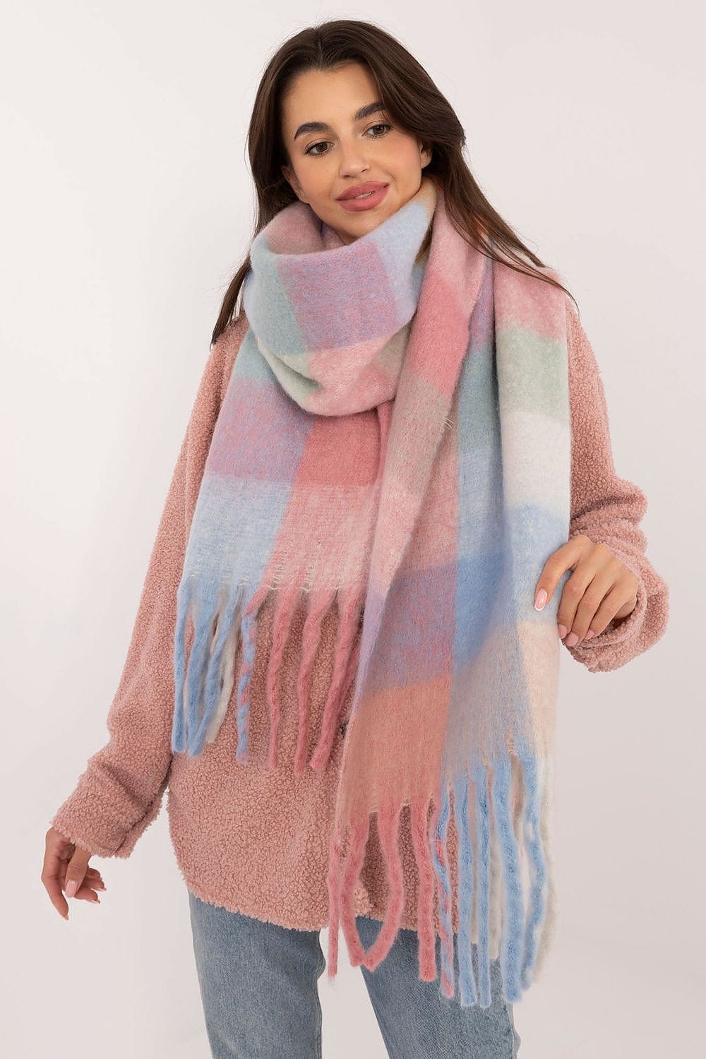 Women Check Pattern Scarf 217cm - ShalayeFashion