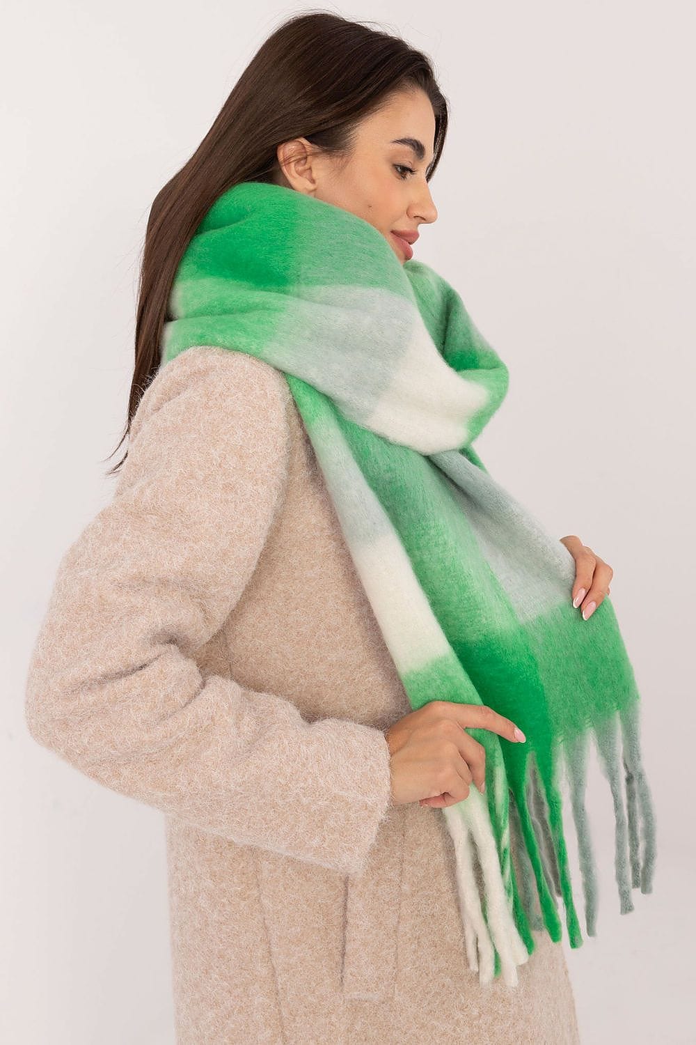 Women Check Pattern Scarf 217cm - ShalayeFashion