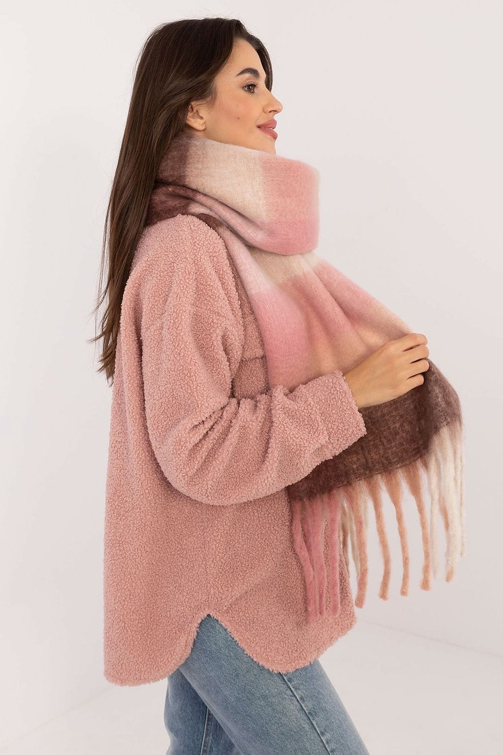 Women Check Pattern Scarf 217cm - ShalayeFashion