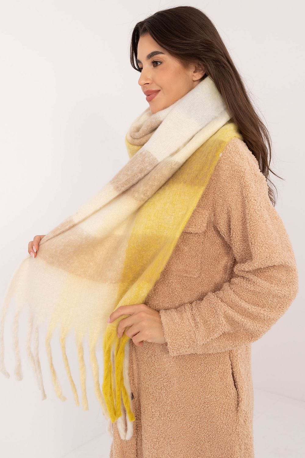 Women Check Pattern Scarf 217cm - ShalayeFashion