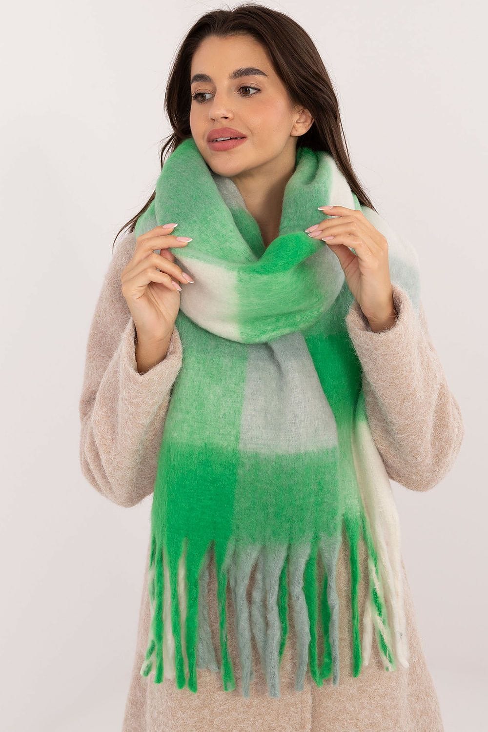 Women Check Pattern Scarf 217cm - ShalayeFashion
