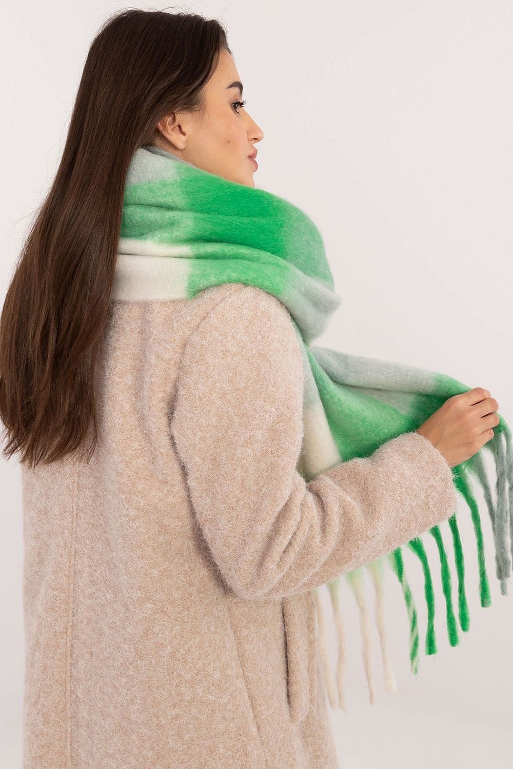 Women Check Pattern Scarf 217cm - ShalayeFashion