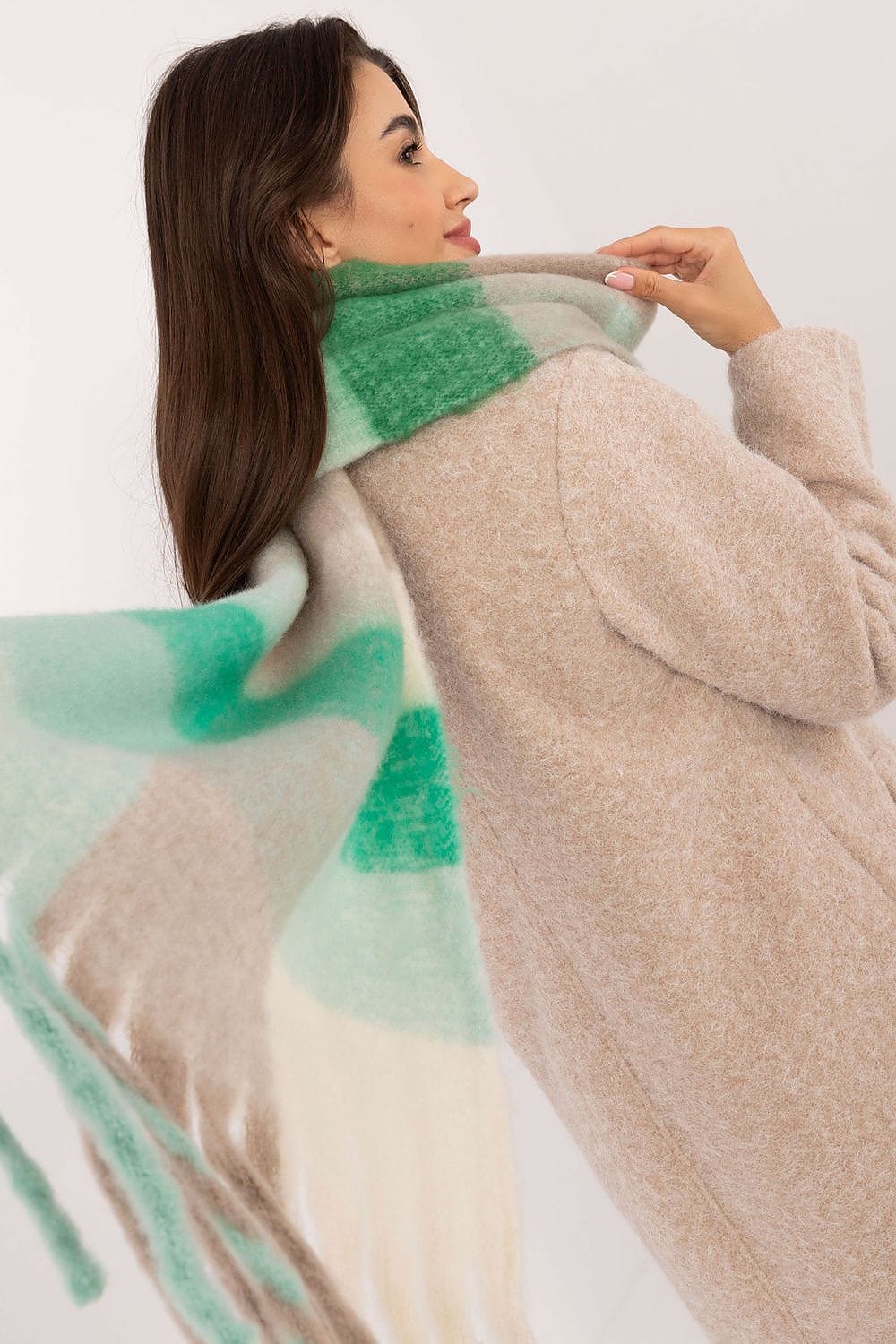 Women Check Pattern Scarf 217cm - ShalayeFashion