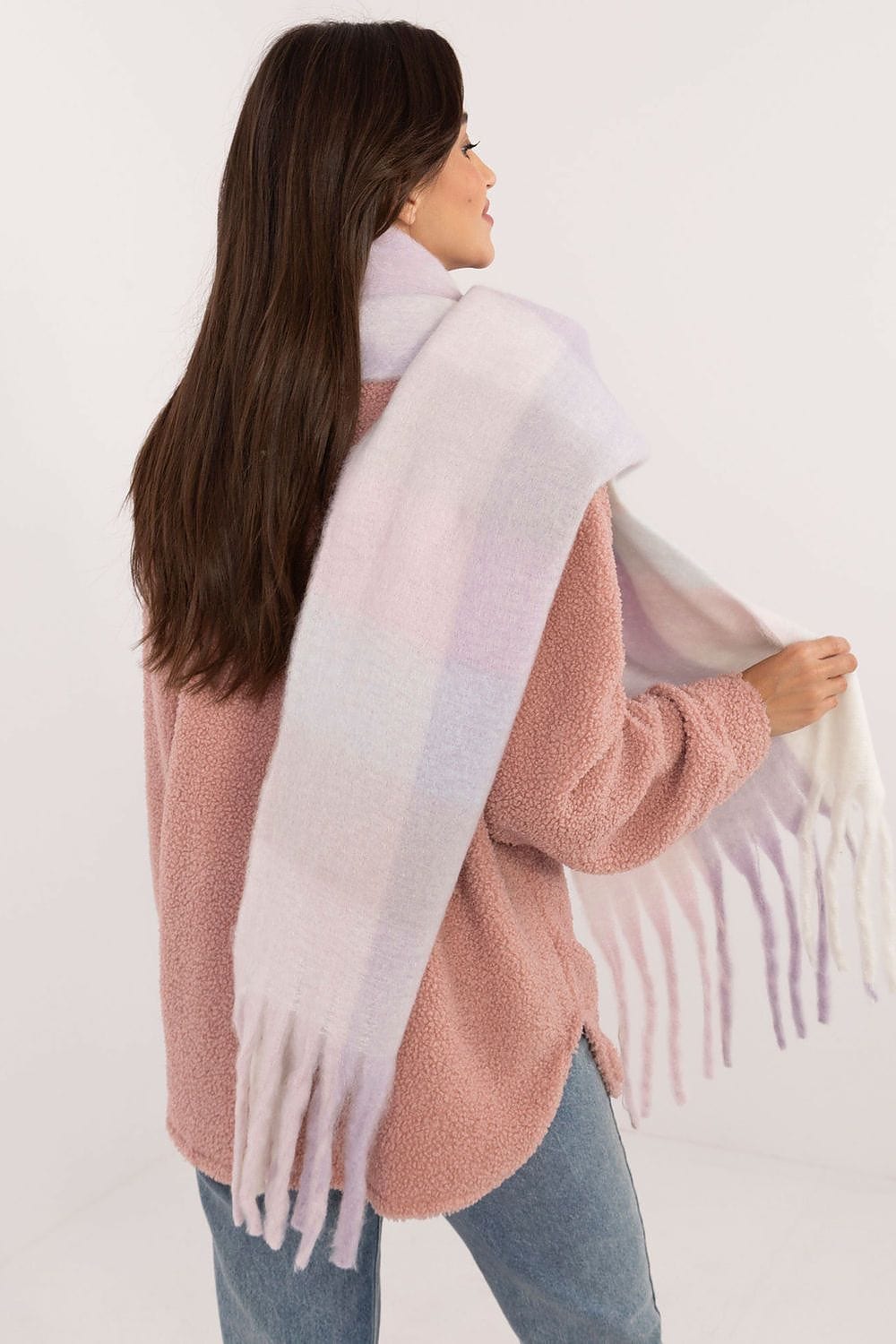 Women Check Pattern Scarf 217cm - ShalayeFashion