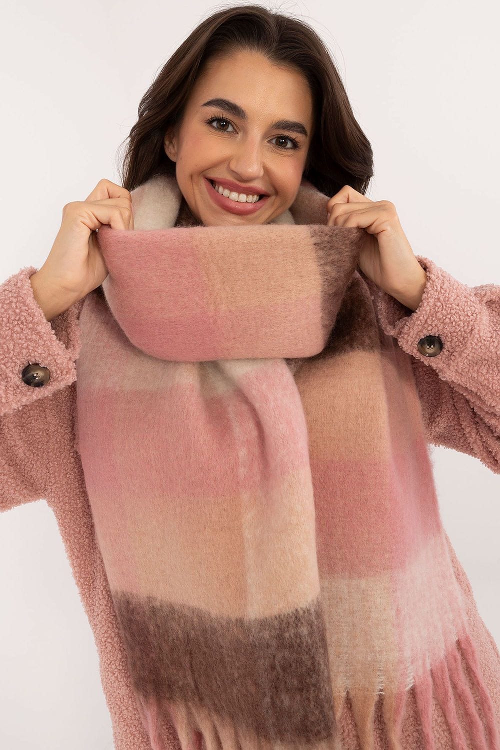 Women Check Pattern Scarf 217cm - ShalayeFashion