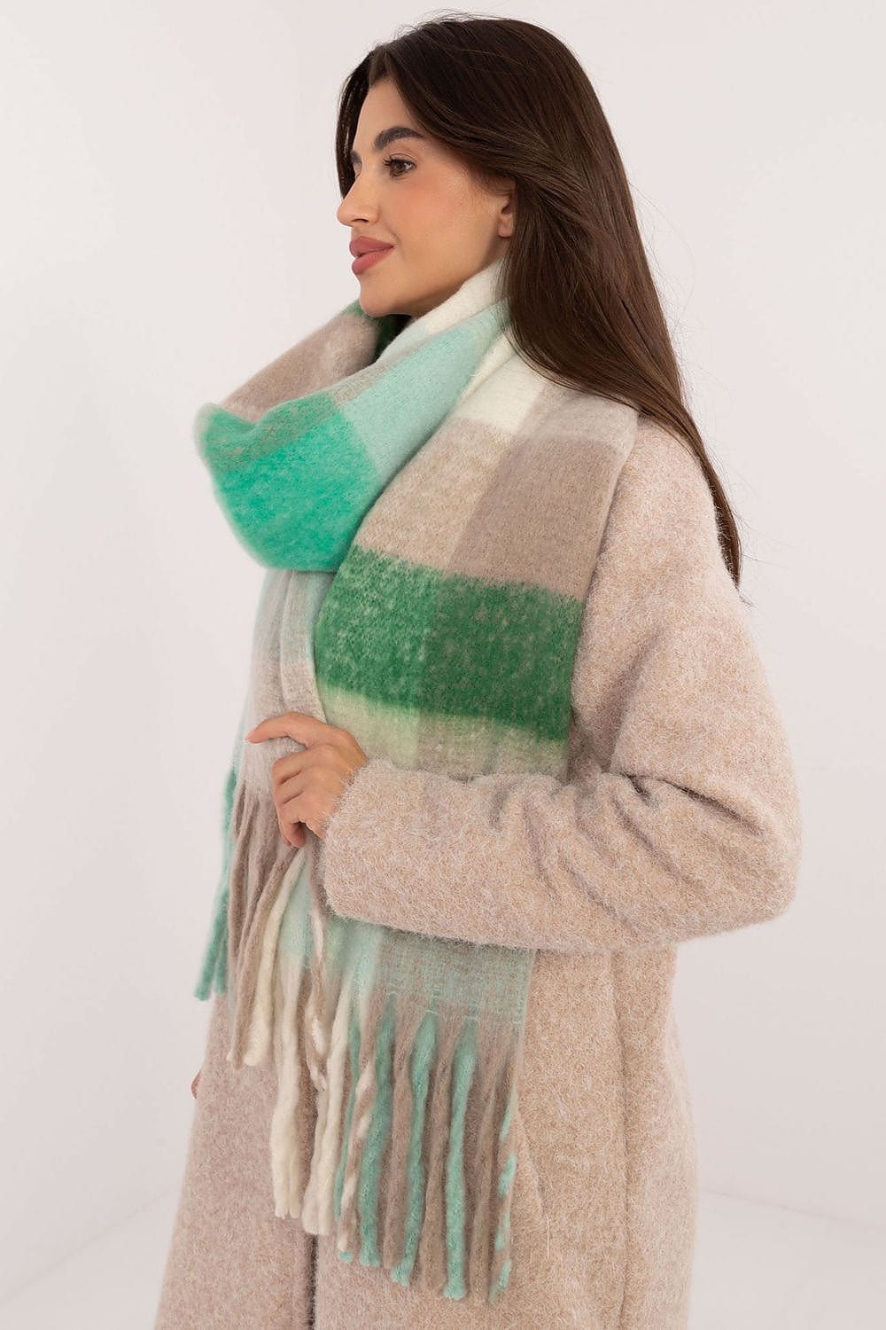 Women Check Pattern Scarf 217cm - ShalayeFashion
