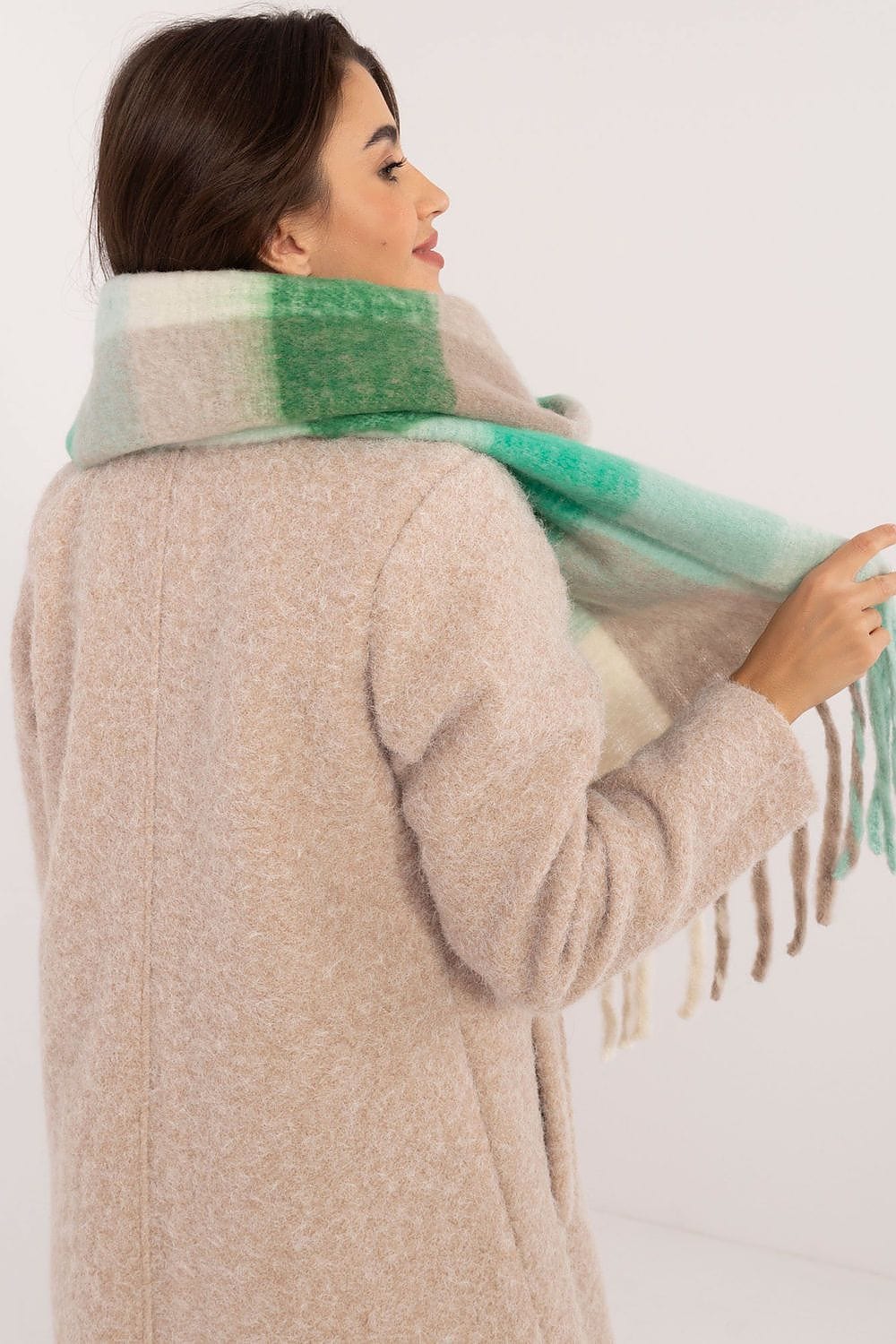 Women Check Pattern Scarf 217cm - ShalayeFashion