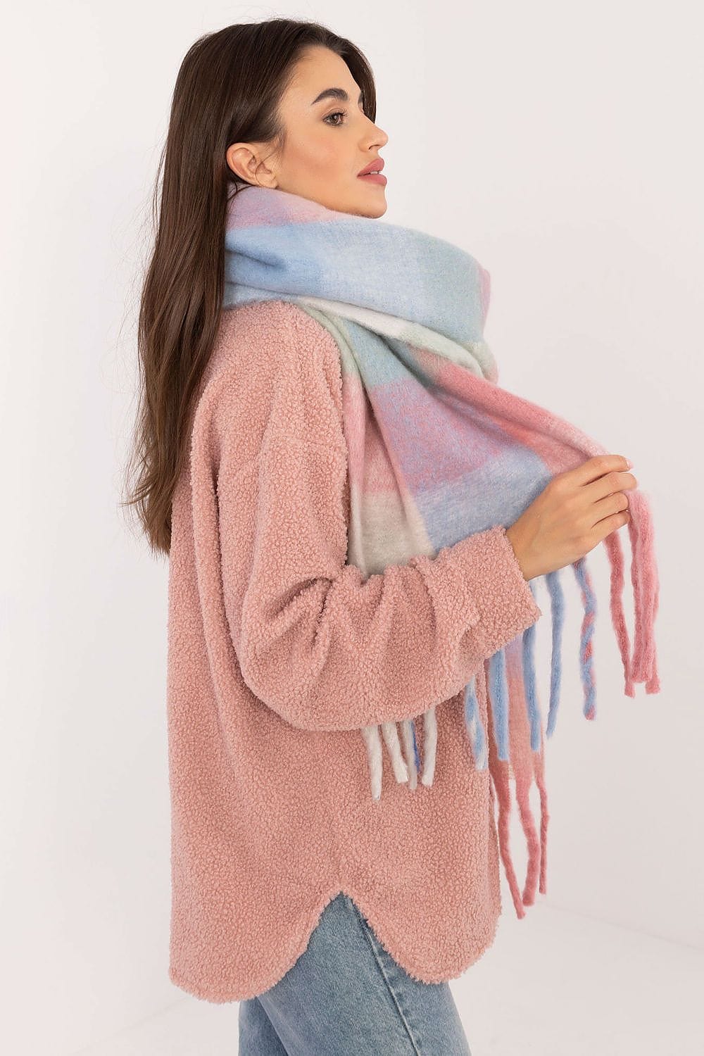 Women Check Pattern Scarf 217cm - ShalayeFashion