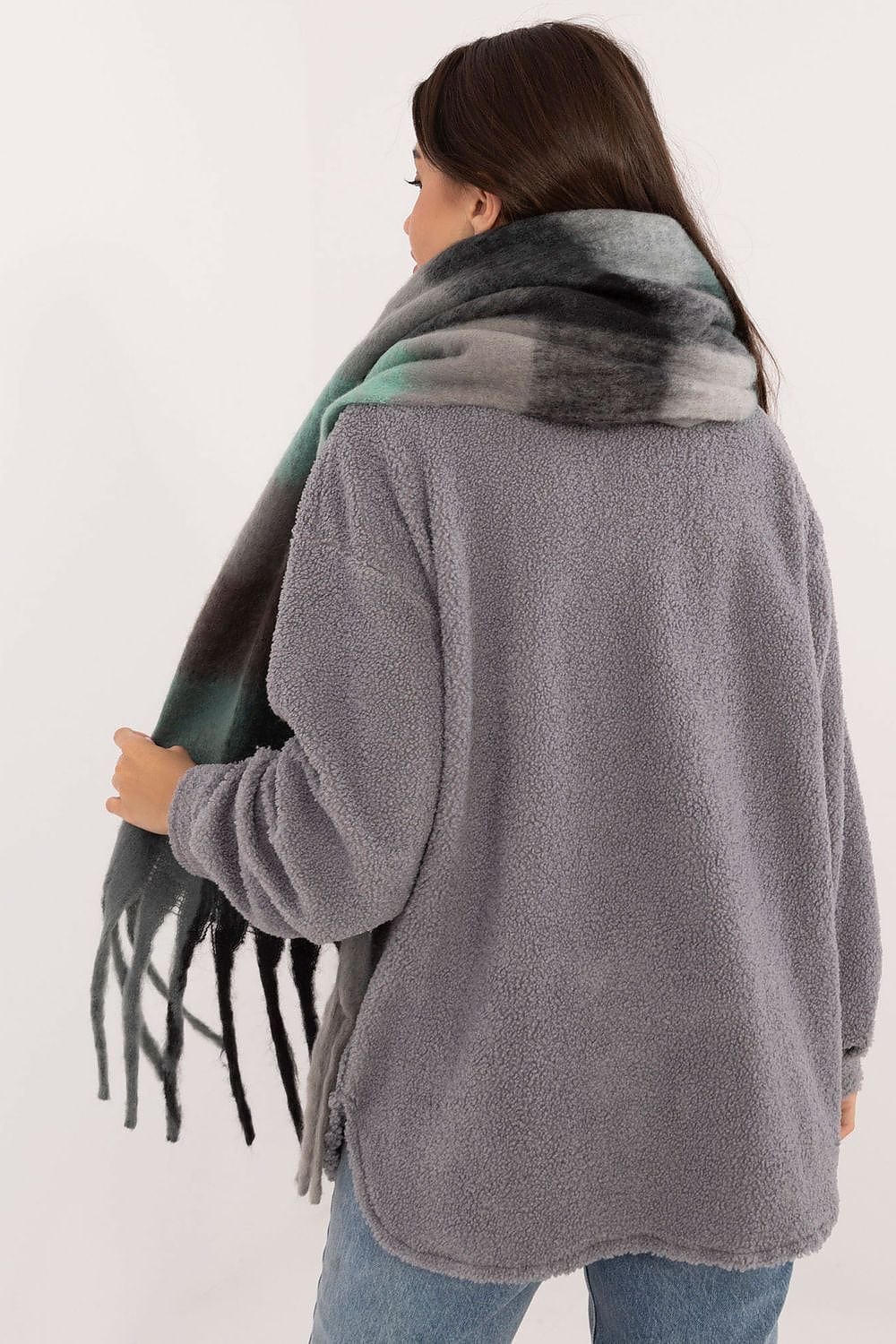 Women Check Pattern Scarf Polyester Tassels - ShalayeFashion