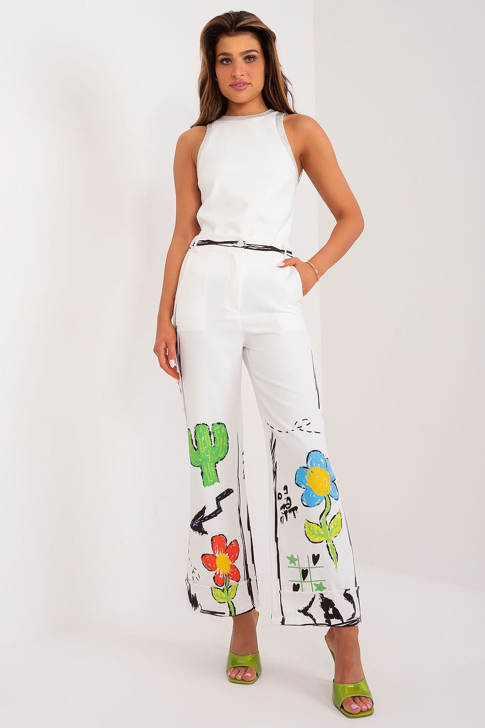 Women Colorful Print Pants Wide Leg - ShalayeFashion