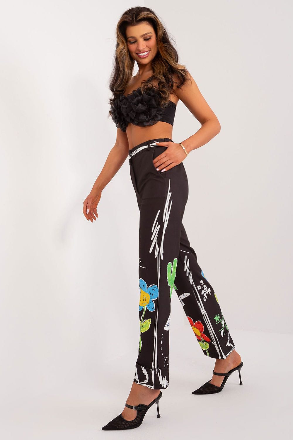 Women Colorful Print Pants Wide Leg - ShalayeFashion