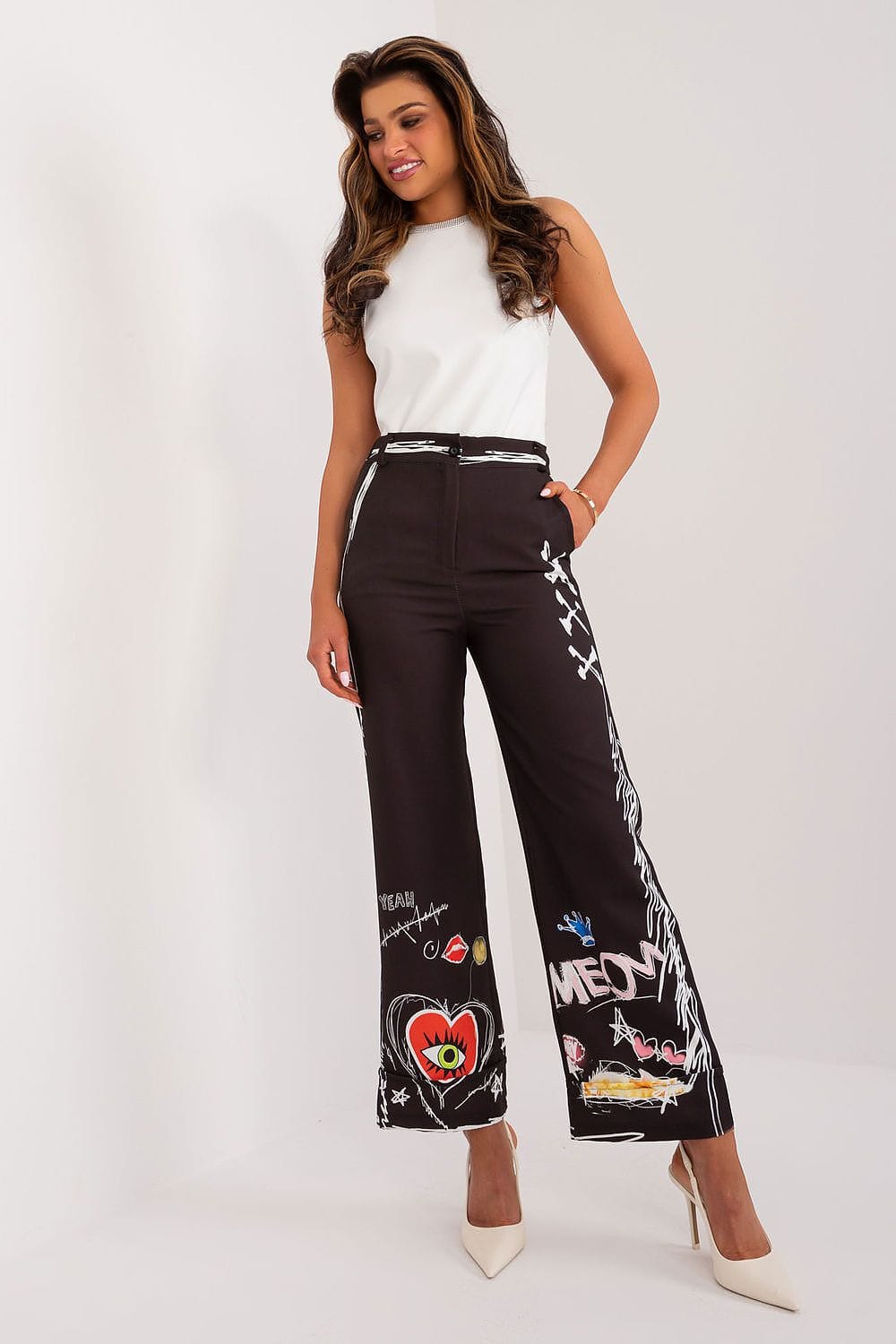 Women Colorful Print Pants Wide Leg - ShalayeFashion
