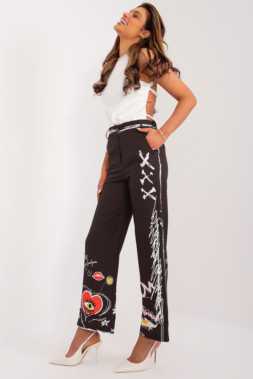 Women Colorful Print Pants Wide Leg - ShalayeFashion