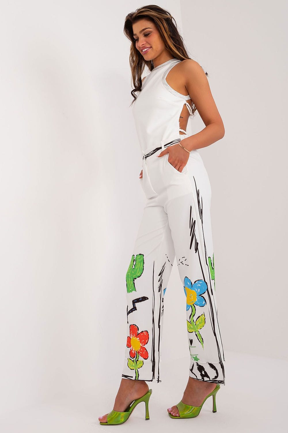 Women Colorful Print Pants Wide Leg - ShalayeFashion