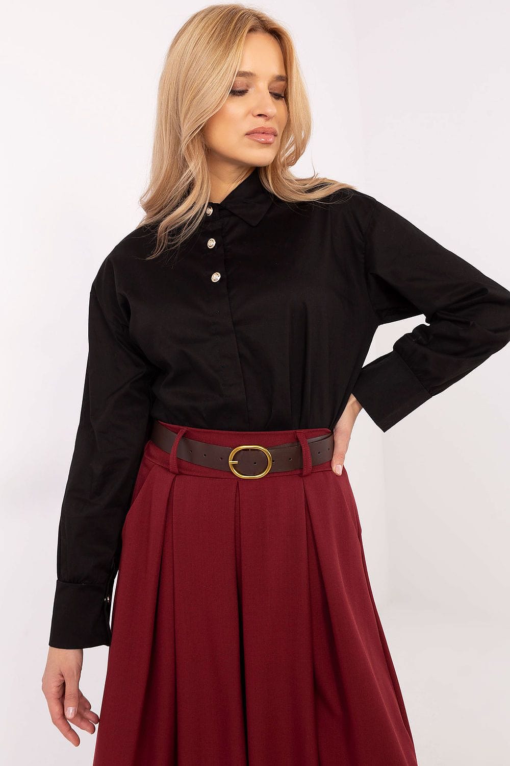 Women Cotton Shirt Decorative Buttons - ShalayeFashion