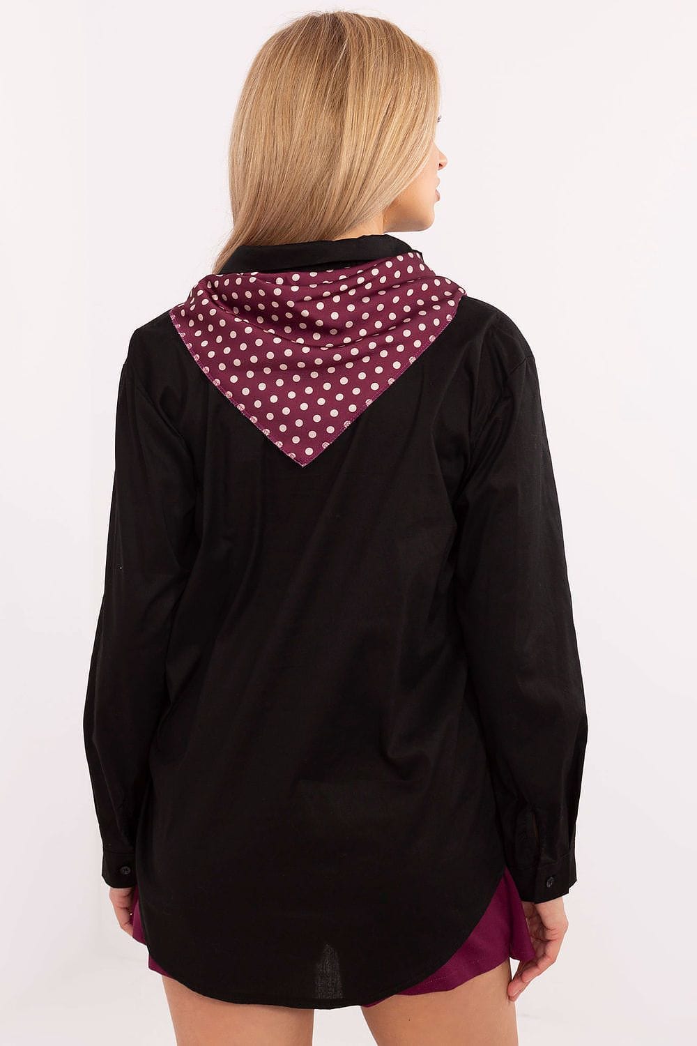 Women Cotton Shirt Removable Scarf - ShalayeFashion