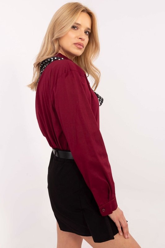Women Cotton Shirt Removable Scarf - ShalayeFashion