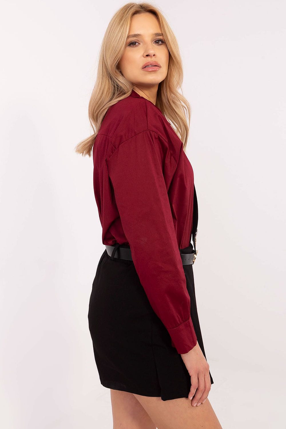 Women Cotton Shirt Removable Tie Brooch - ShalayeFashion