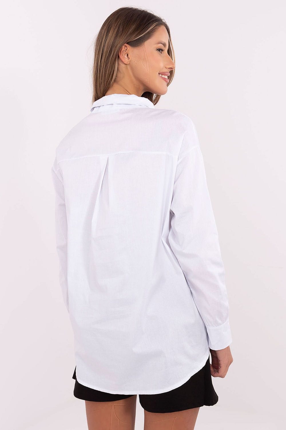 Women Cotton Shirt Removable Tie Brooch - ShalayeFashion