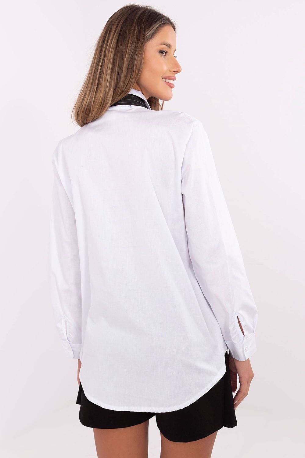 Women Cotton Shirt Removable Tie Patches - ShalayeFashion