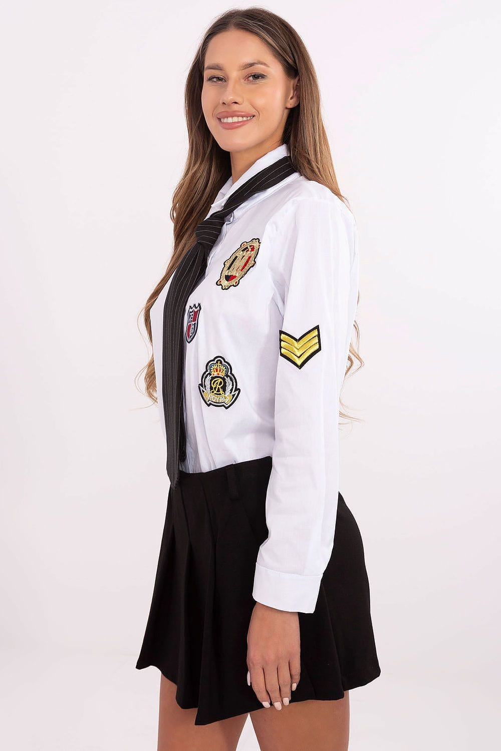 Women Cotton Shirt Removable Tie Patches - ShalayeFashion