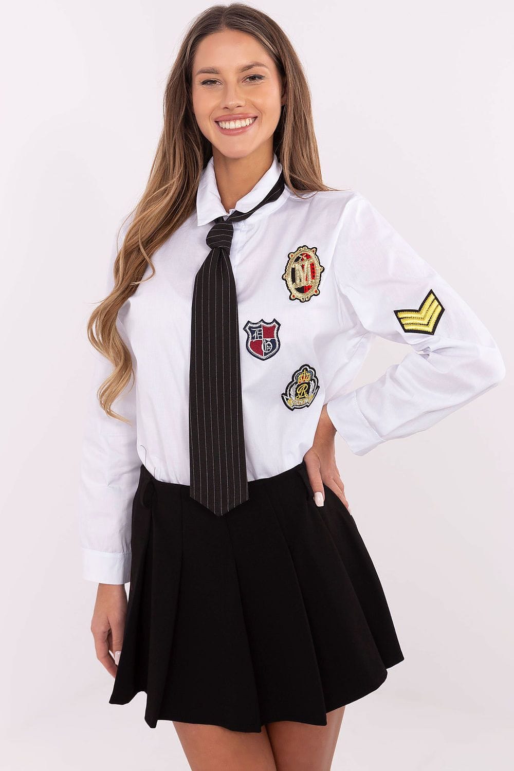 Women Cotton Shirt Removable Tie Patches - ShalayeFashion