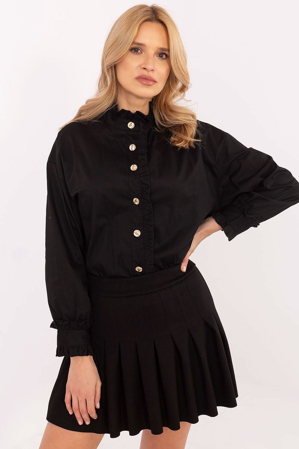 Women Cotton Shirt Ruffle Detail - ShalayeFashion
