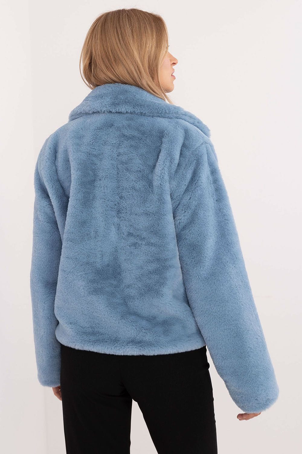 Women Elegant Fur Jacket Viscose Lined Collar - ShalayeFashion