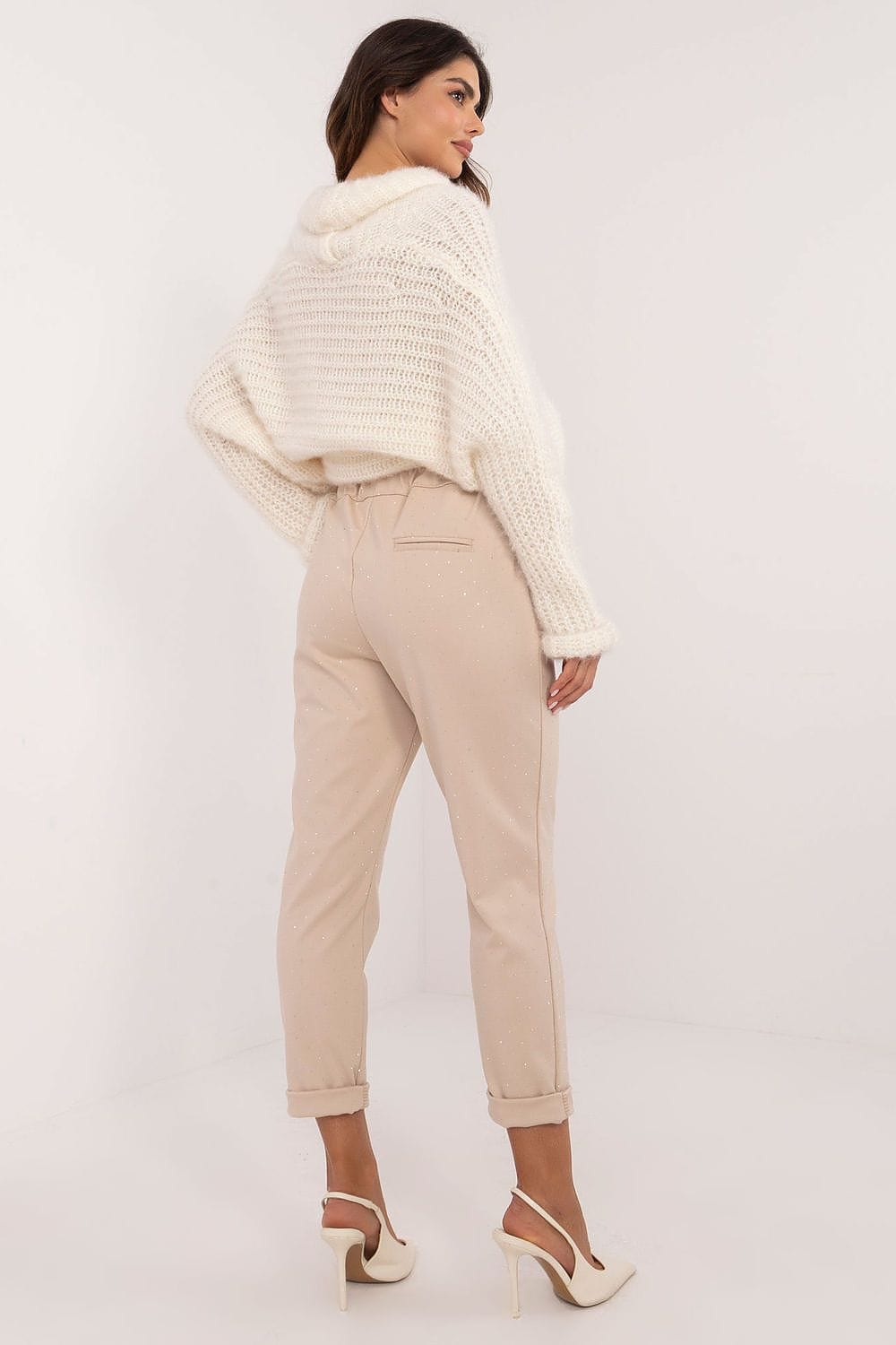 Women Elegant Sweatpants Rhinestone Details - ShalayeFashion