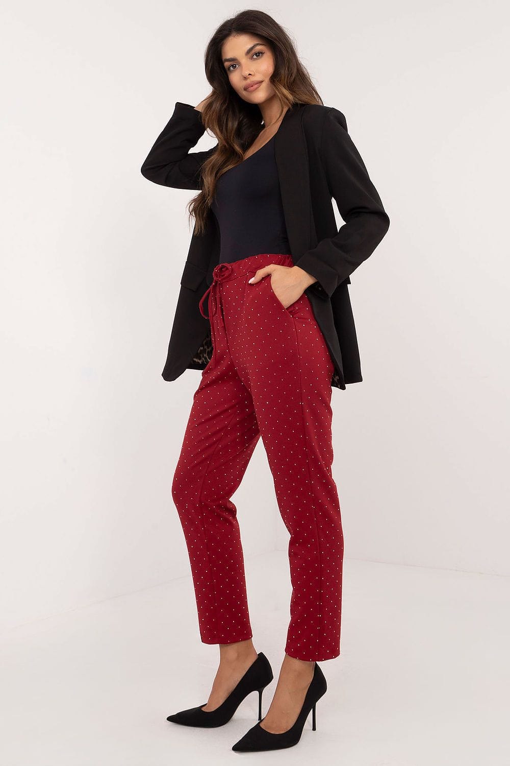 Women Elegant Sweatpants Rhinestone Details - ShalayeFashion