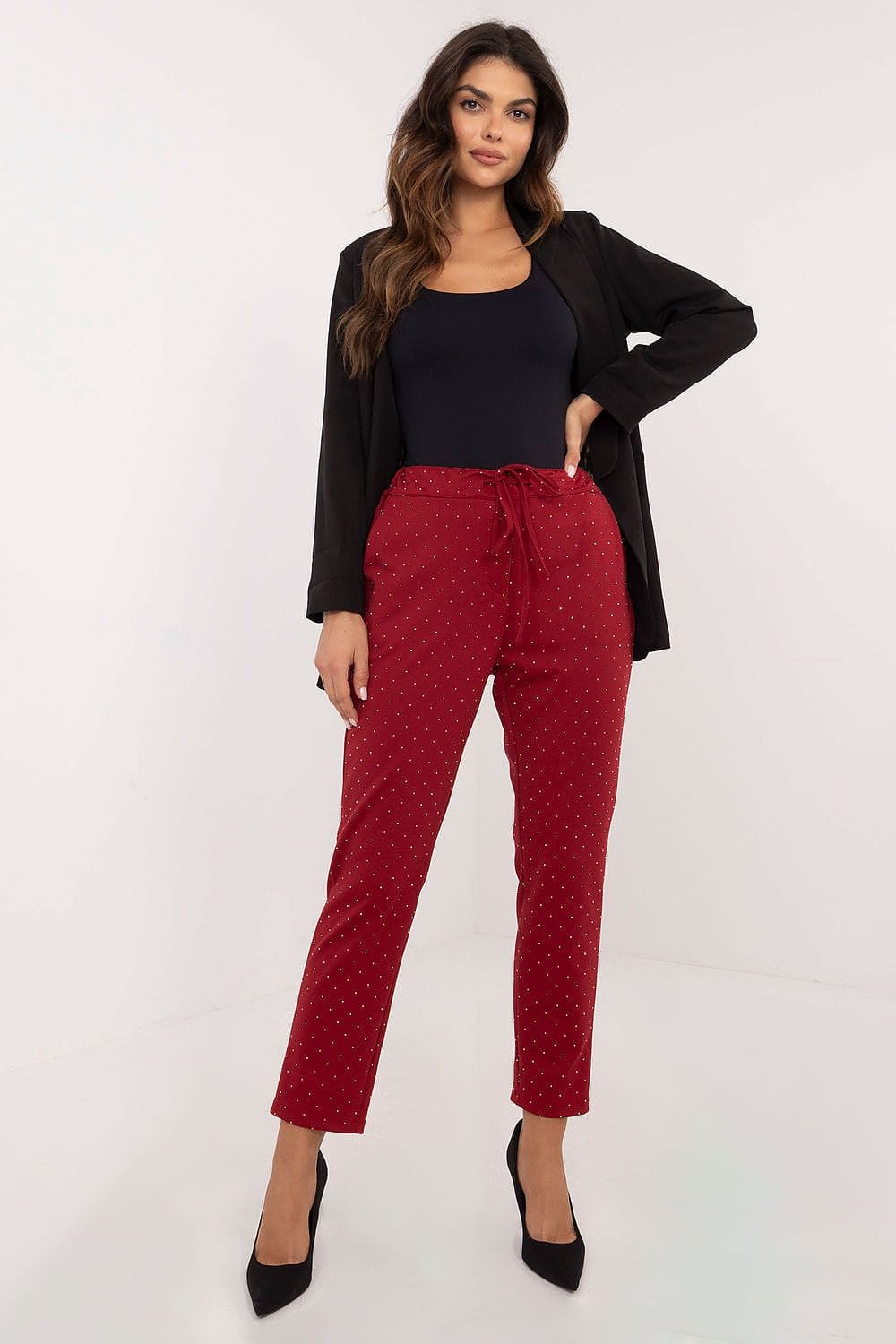 Women Elegant Sweatpants Rhinestone Details - ShalayeFashion