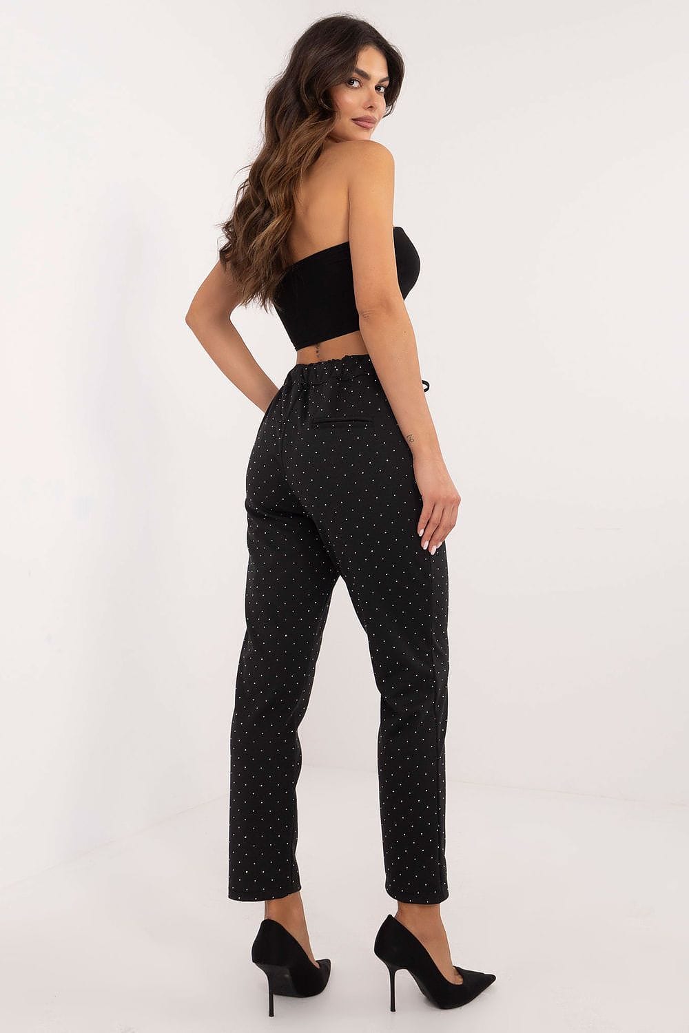Women Elegant Sweatpants Rhinestone Details - ShalayeFashion