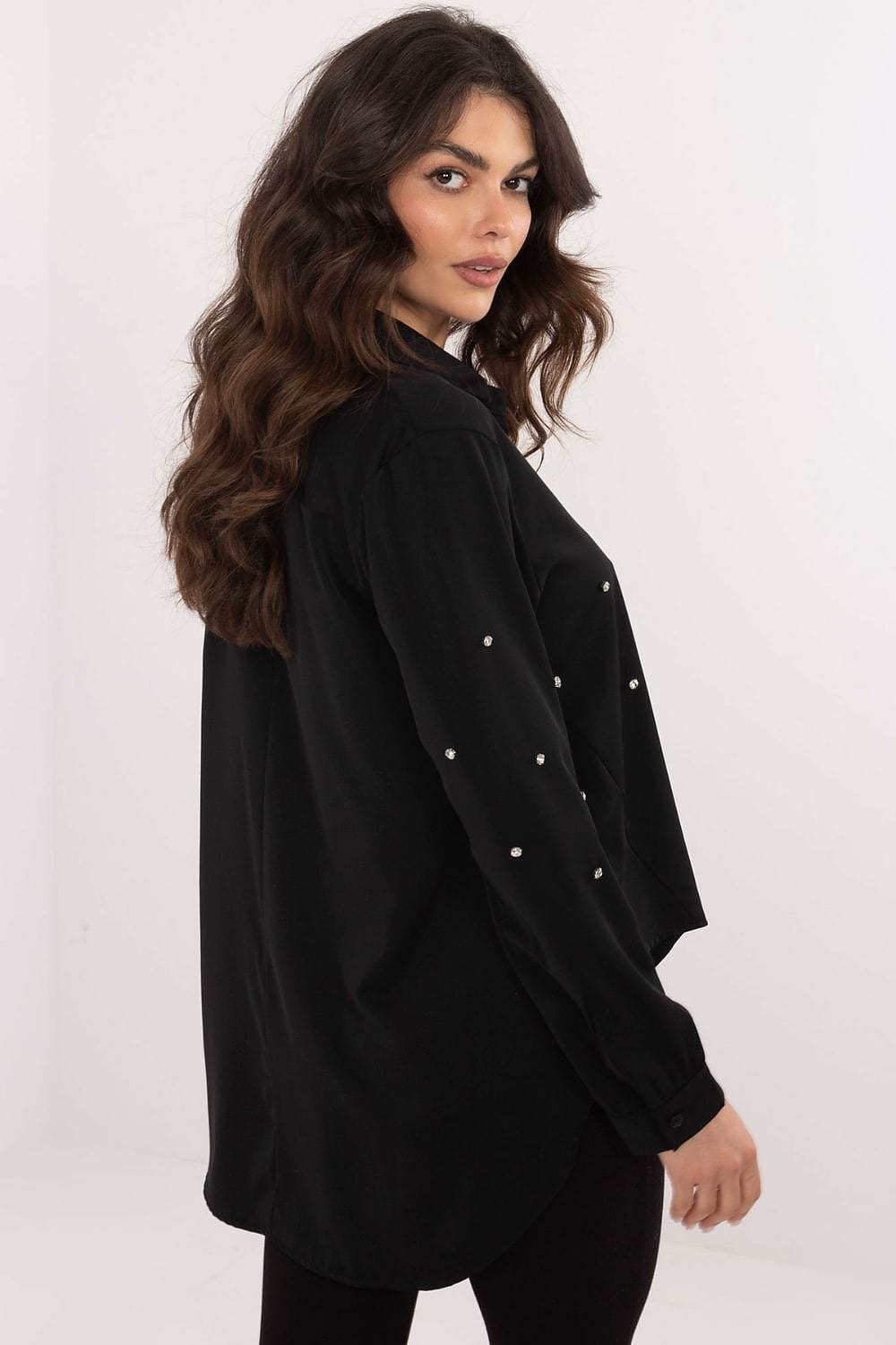 Women Formal Shirt Zircon Details - ShalayeFashion