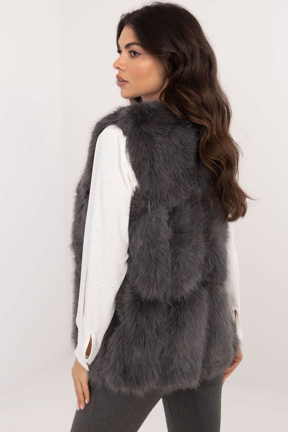 Women Fur Vest Sleeveless Pockets - ShalayeFashion