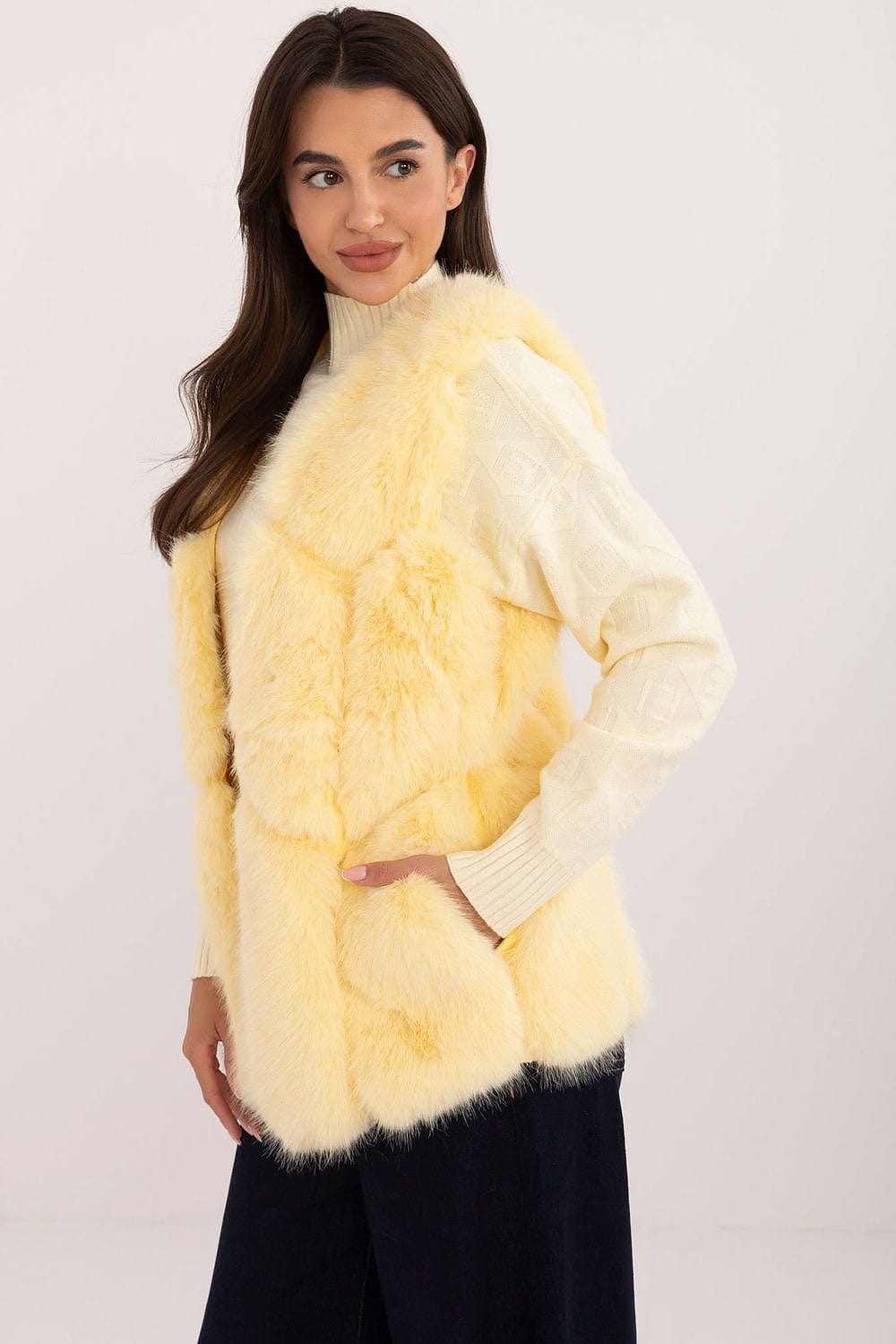 Women Fur Vest Sleeveless Pockets - ShalayeFashion
