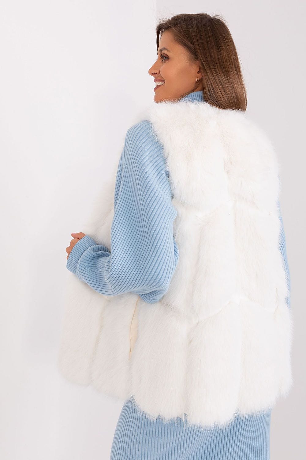 Women Fur Vest Sleeveless Pockets - ShalayeFashion