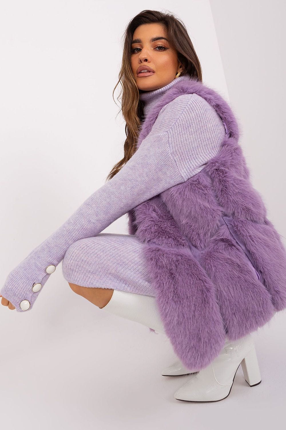 Women Fur Vest Sleeveless Pockets - ShalayeFashion