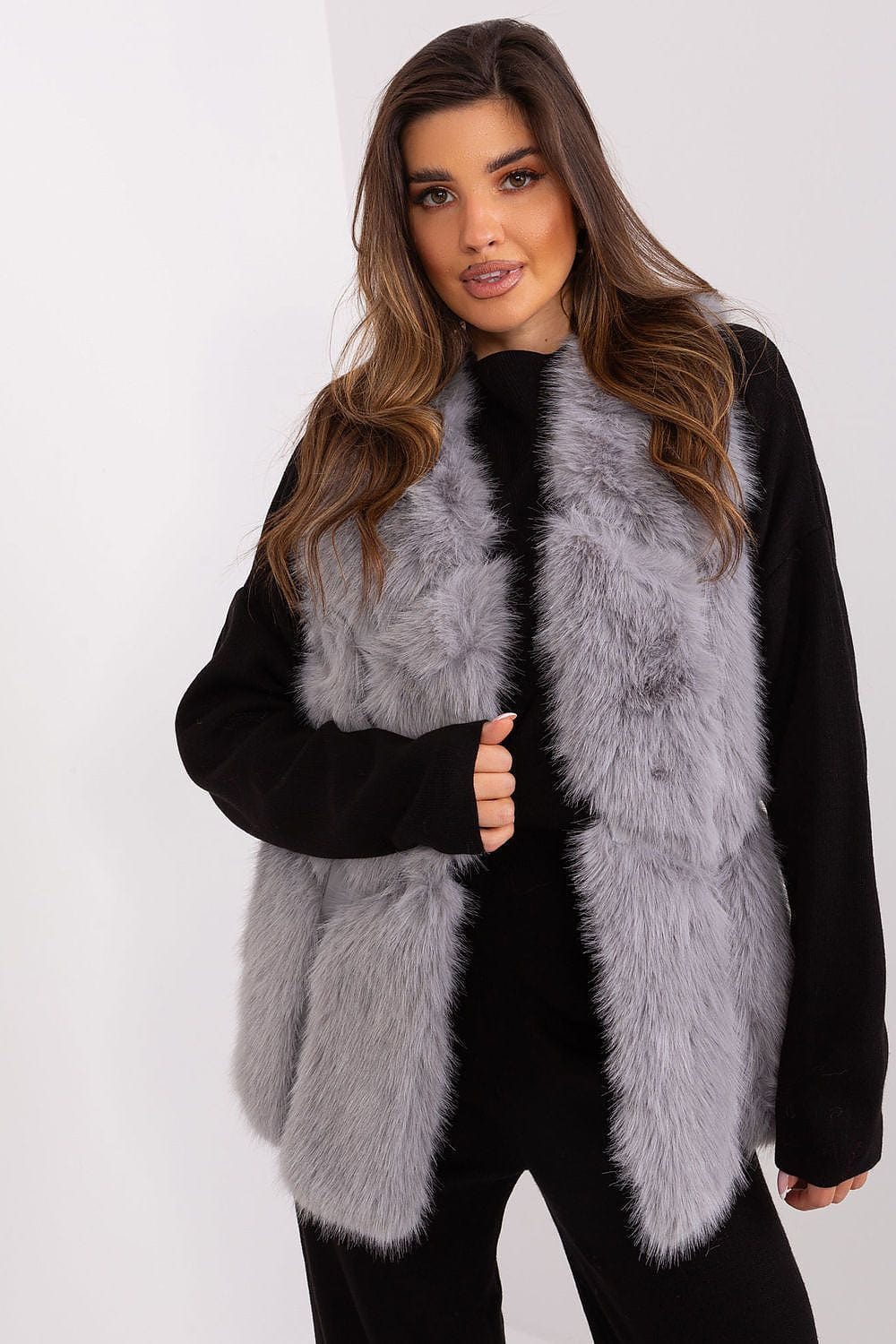 Women Fur Vest Sleeveless Pockets - ShalayeFashion