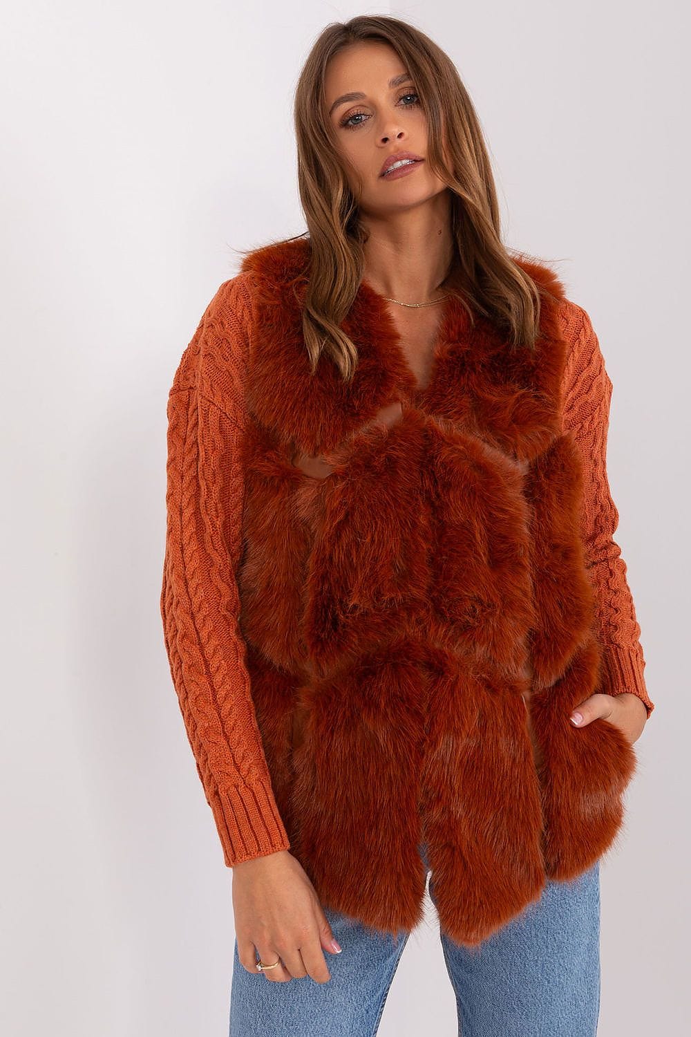 Women Fur Vest Sleeveless Pockets - ShalayeFashion