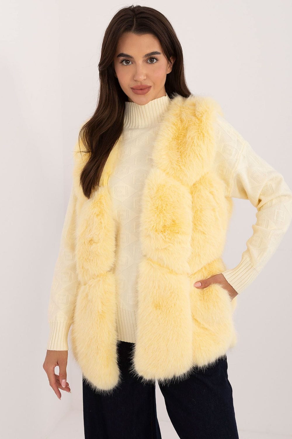 Women Fur Vest Sleeveless Pockets - ShalayeFashion