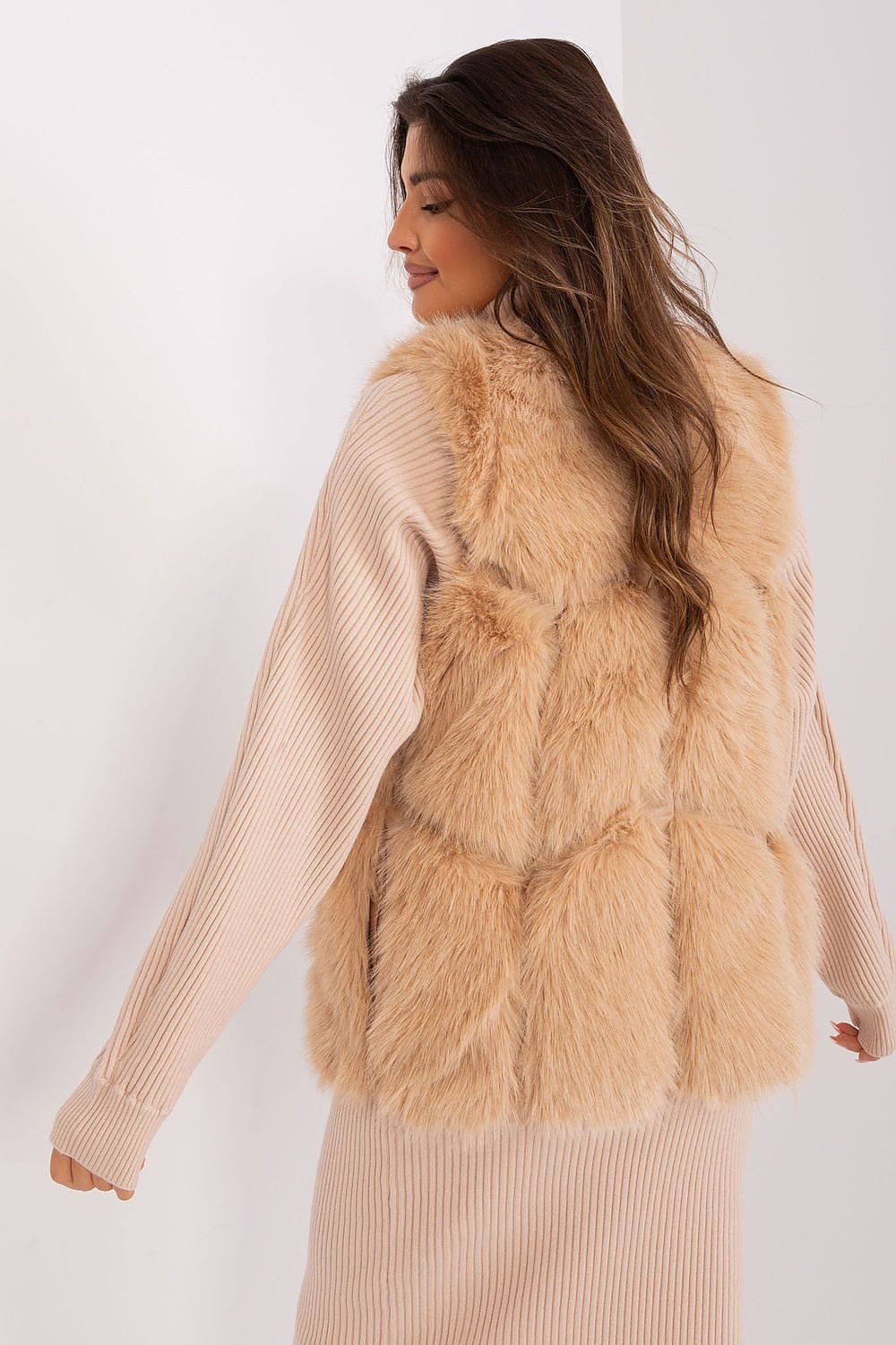 Women Fur Vest Sleeveless Pockets - ShalayeFashion