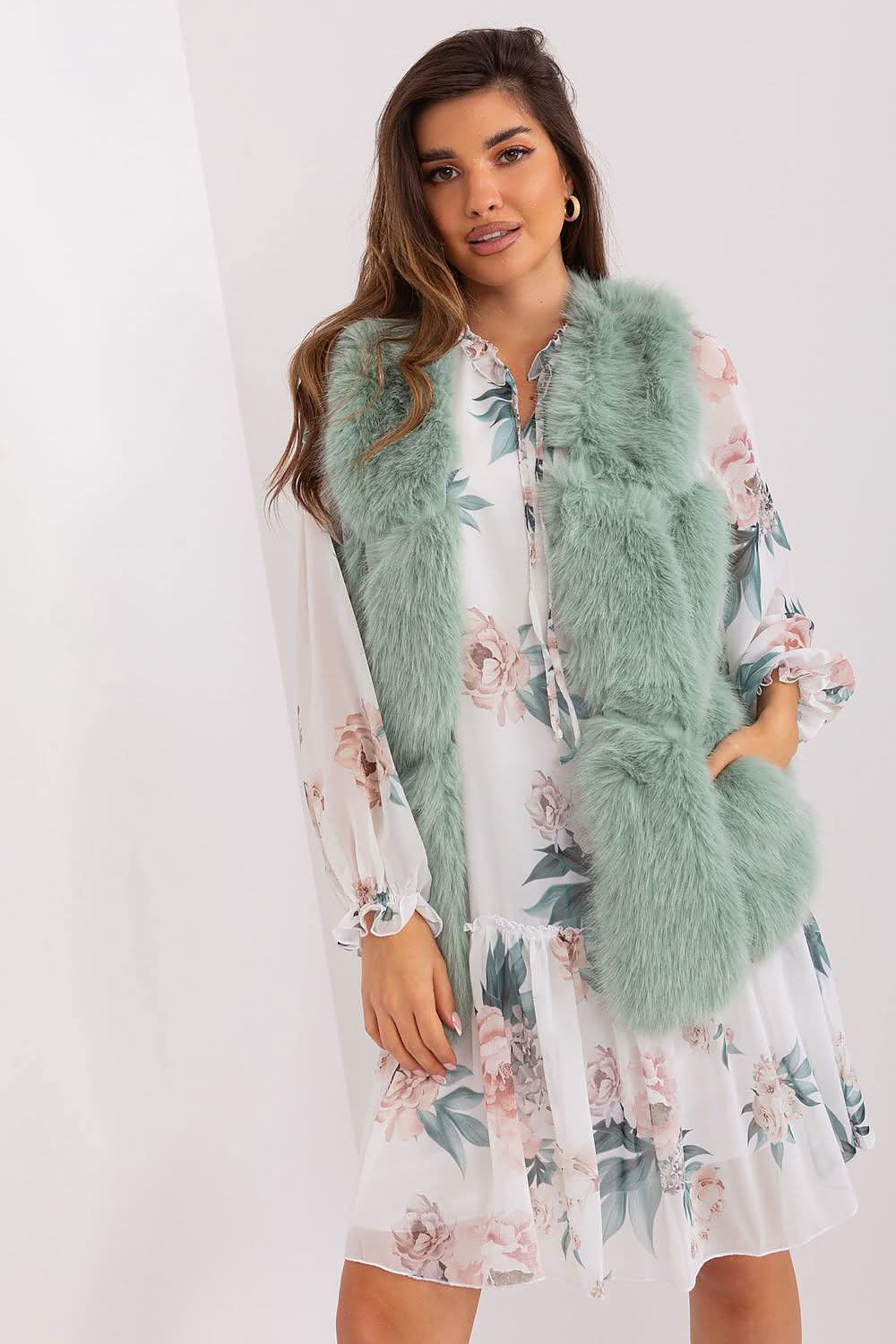 Women Fur Vest Sleeveless Pockets - ShalayeFashion