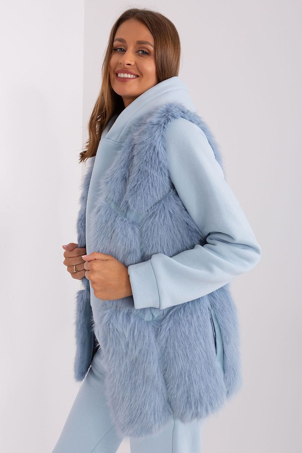Women Fur Vest Sleeveless Pockets - ShalayeFashion