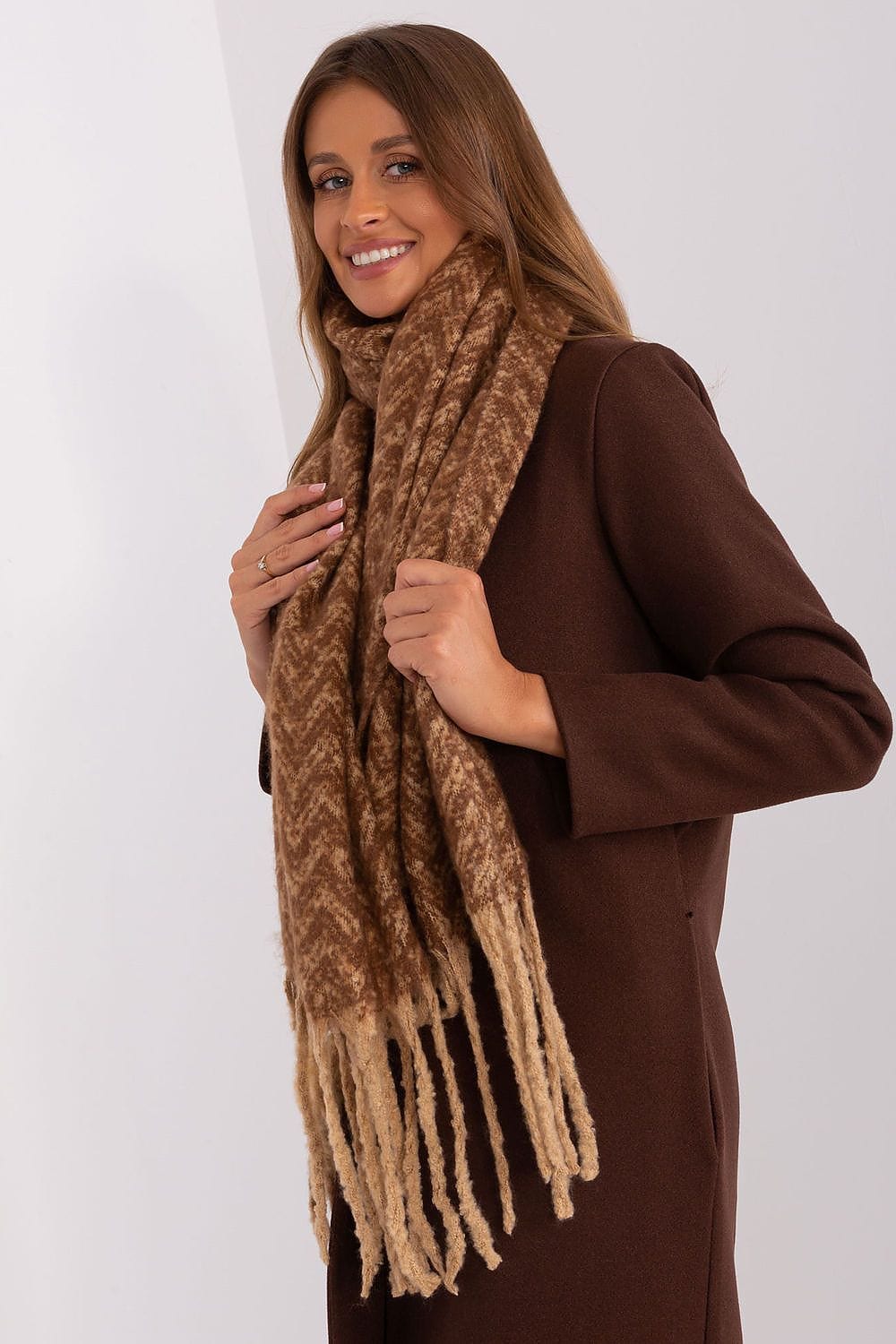 Women Geometric Scarf Tassels Long - ShalayeFashion