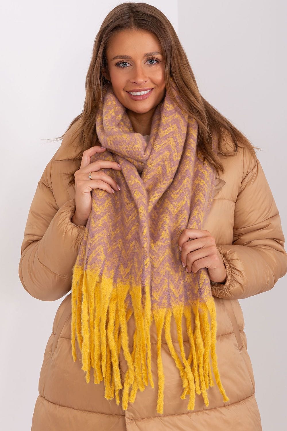 Women Geometric Scarf Tassels Long - ShalayeFashion