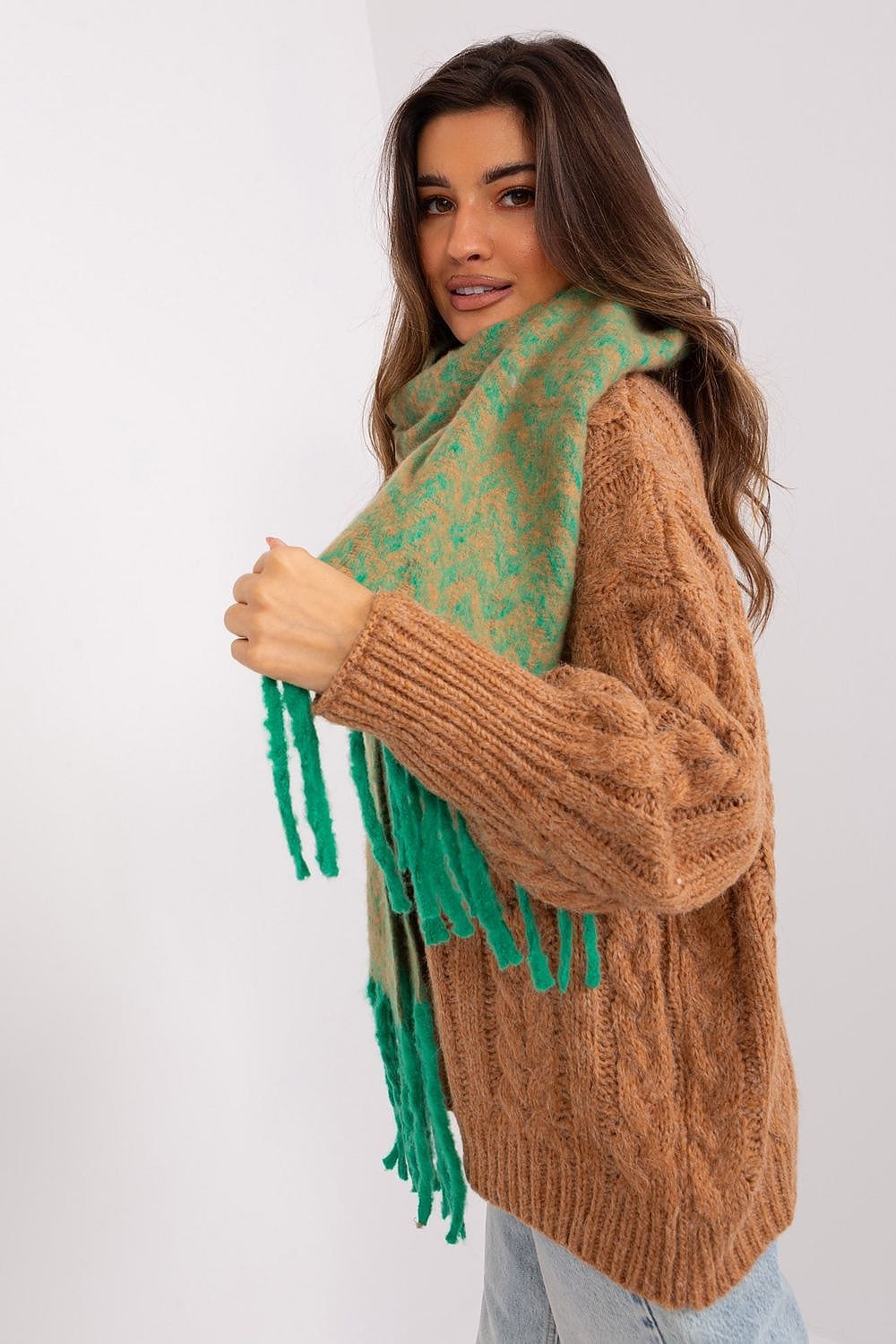 Women Geometric Scarf Tassels Long - ShalayeFashion