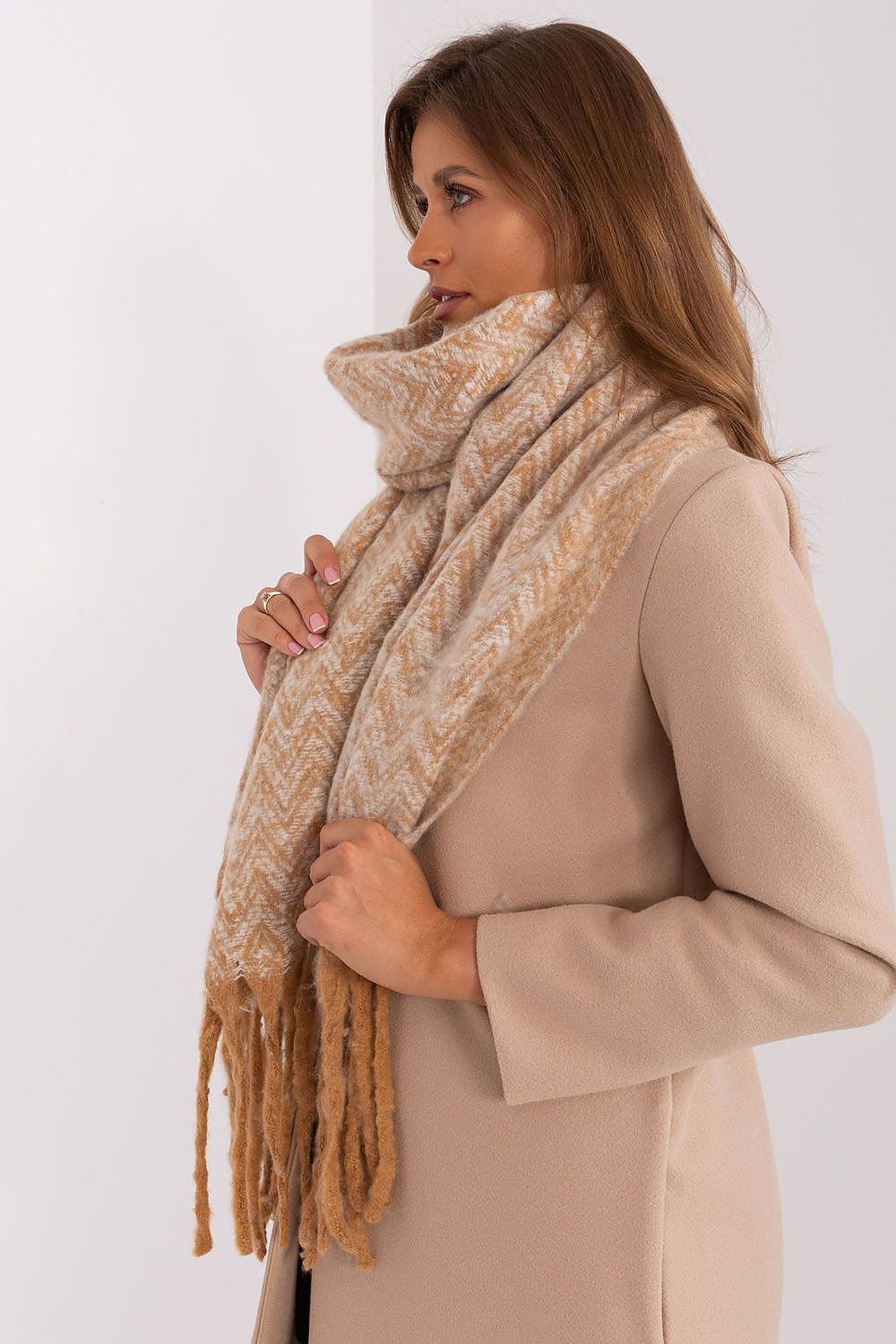 Women Geometric Scarf Tassels Long - ShalayeFashion