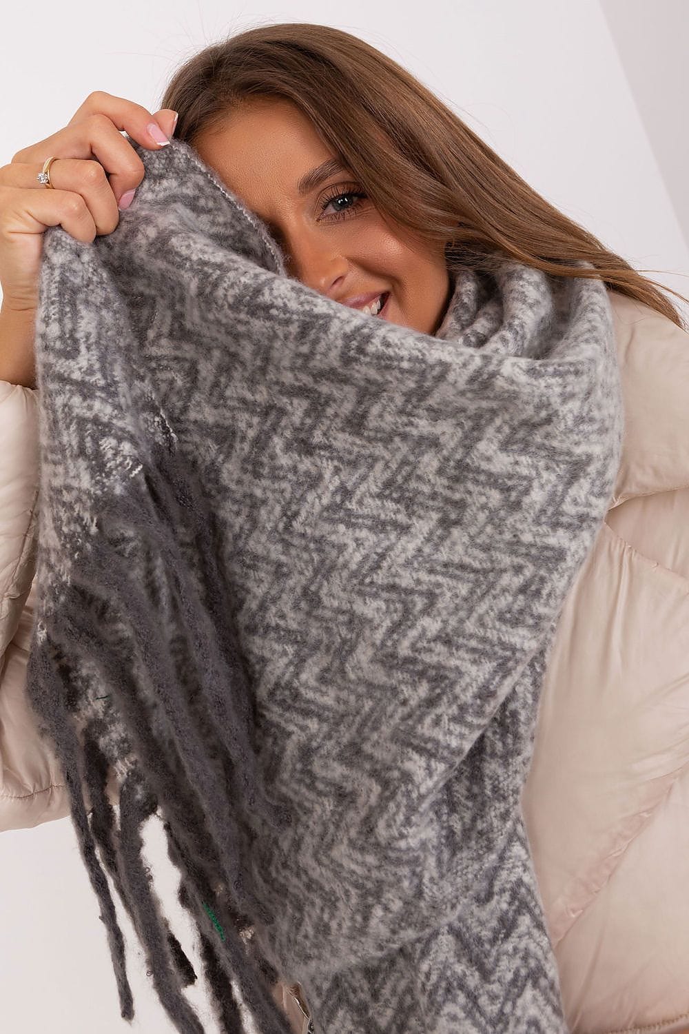 Women Geometric Scarf Tassels Long - ShalayeFashion