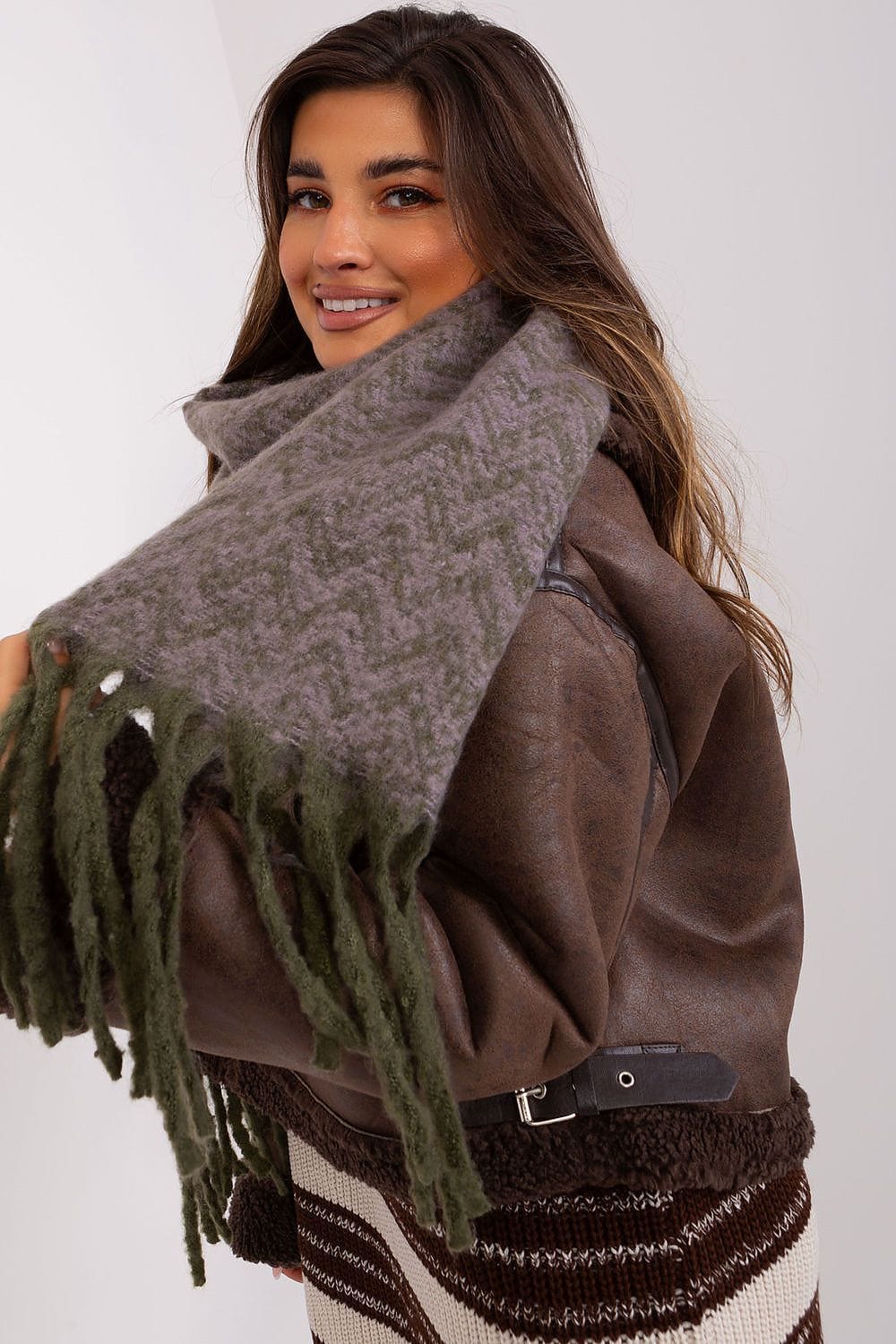 Women Geometric Scarf Tassels Long - ShalayeFashion